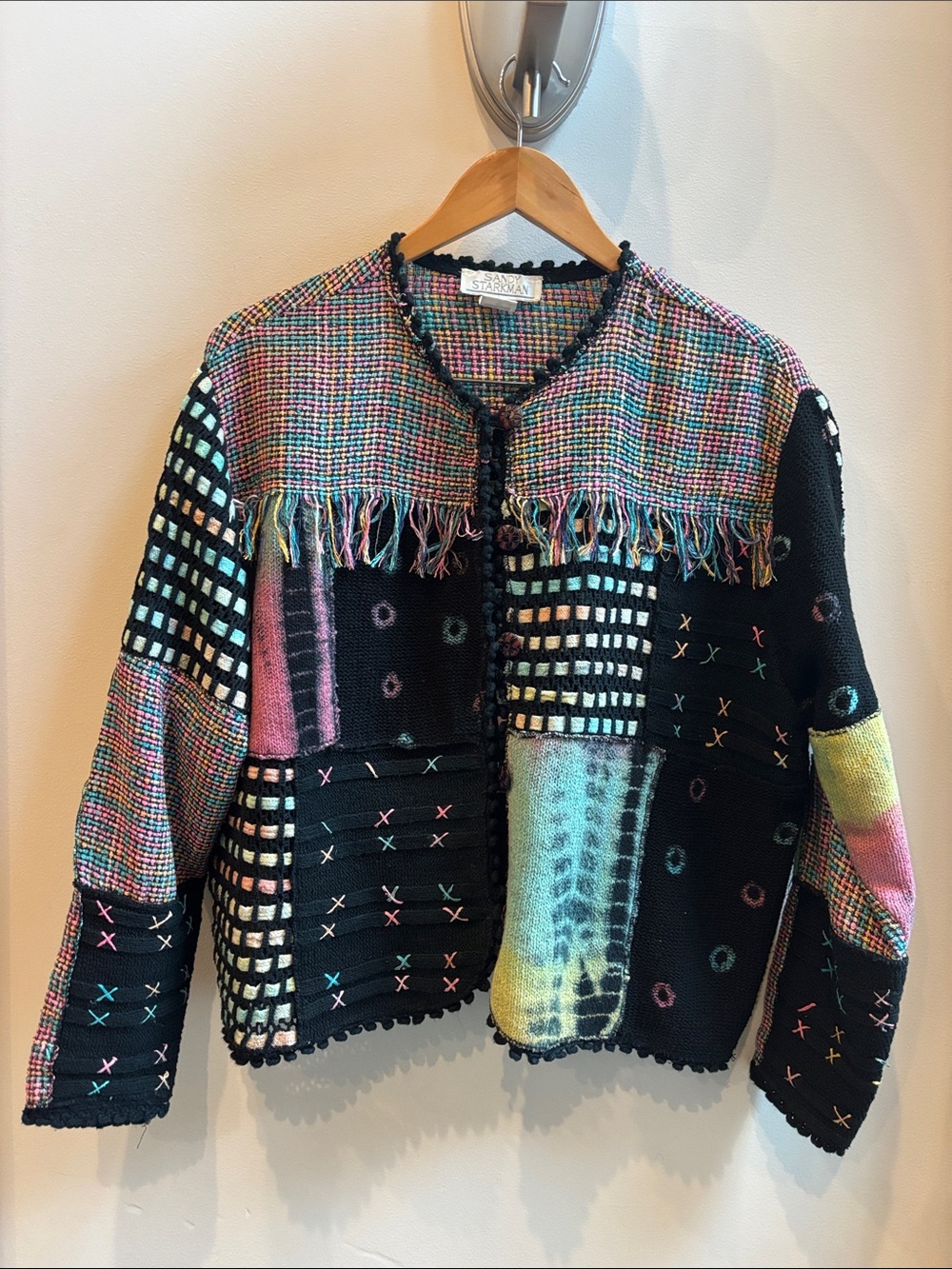Sandy Starkman Vintage Patchwork Knit Jacket Cardigan